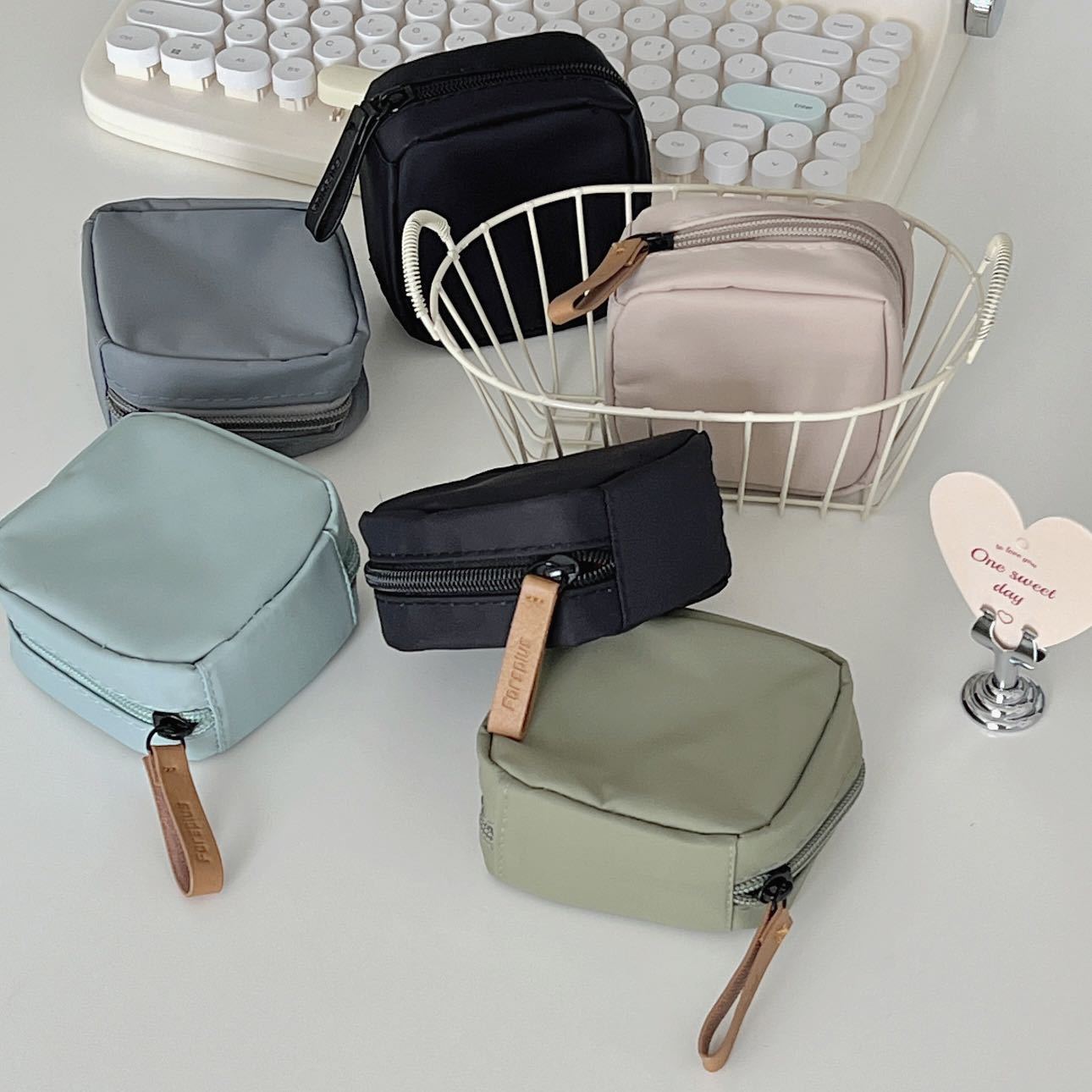 Mini Lip Balm Case - Simple Japanese Style Plain Nylon Pouch