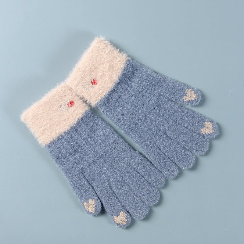 ジャカータッチ_レディース 冬あったか ジャカード編み タッチ対応ニット手袋