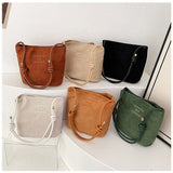 スエードミューズ_ヴィンテージスエード バケットショルダーバッグ レディース