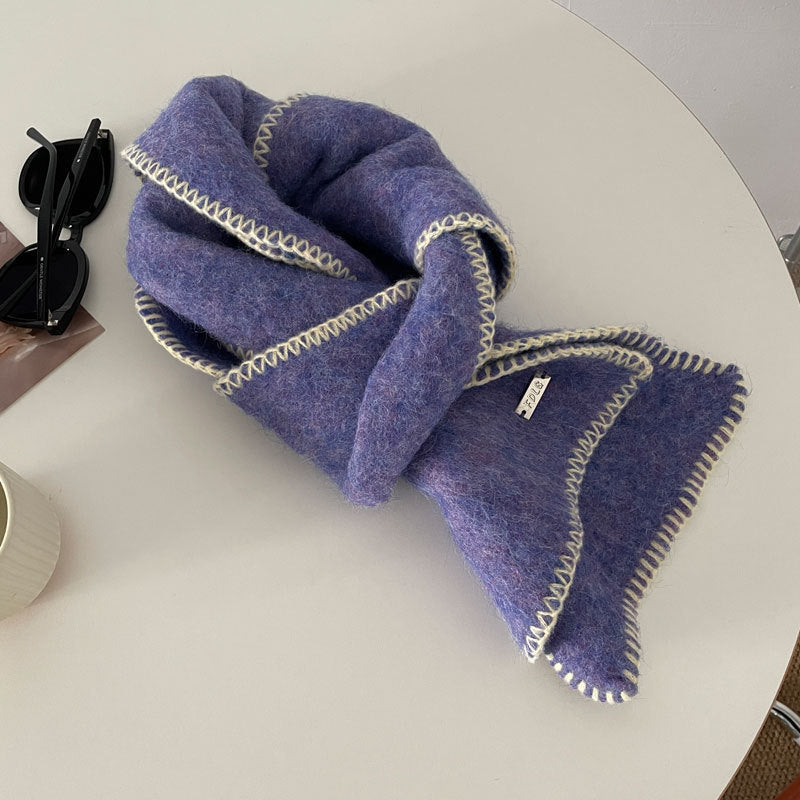 カラーブレンド_冬用 配色アクセント あったか無地マフラー