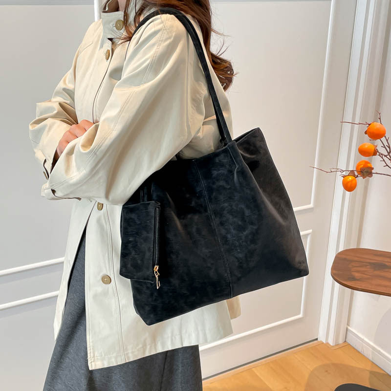 Suede Note_Large Capacity Matte Suede Shoulder Bag for Women