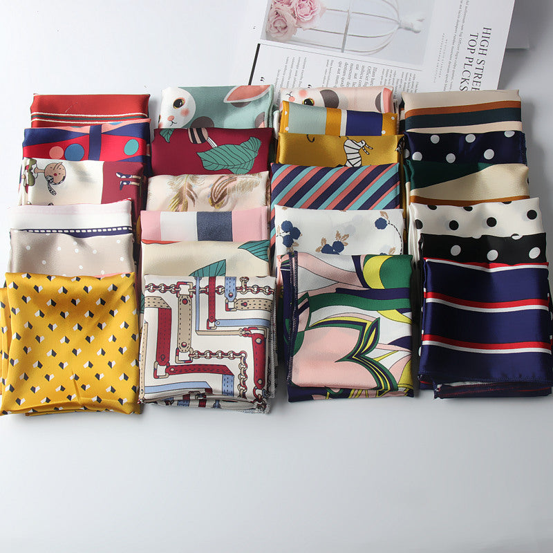 シフォンデコ_シフォン素材 プリントスカーフ レディース