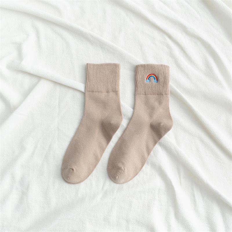 レディース レインボー刺繍ソックス | カジュアルおしゃれファッション(10足/5足/1足)