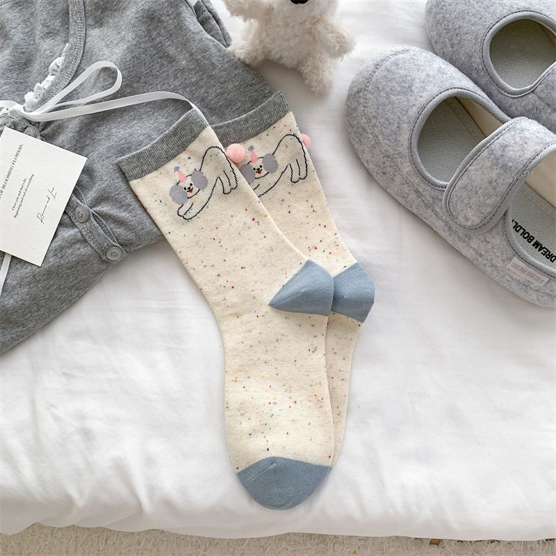 ガーリーボウ_リボン付き ガーリー ミドル丈ソックス レディース