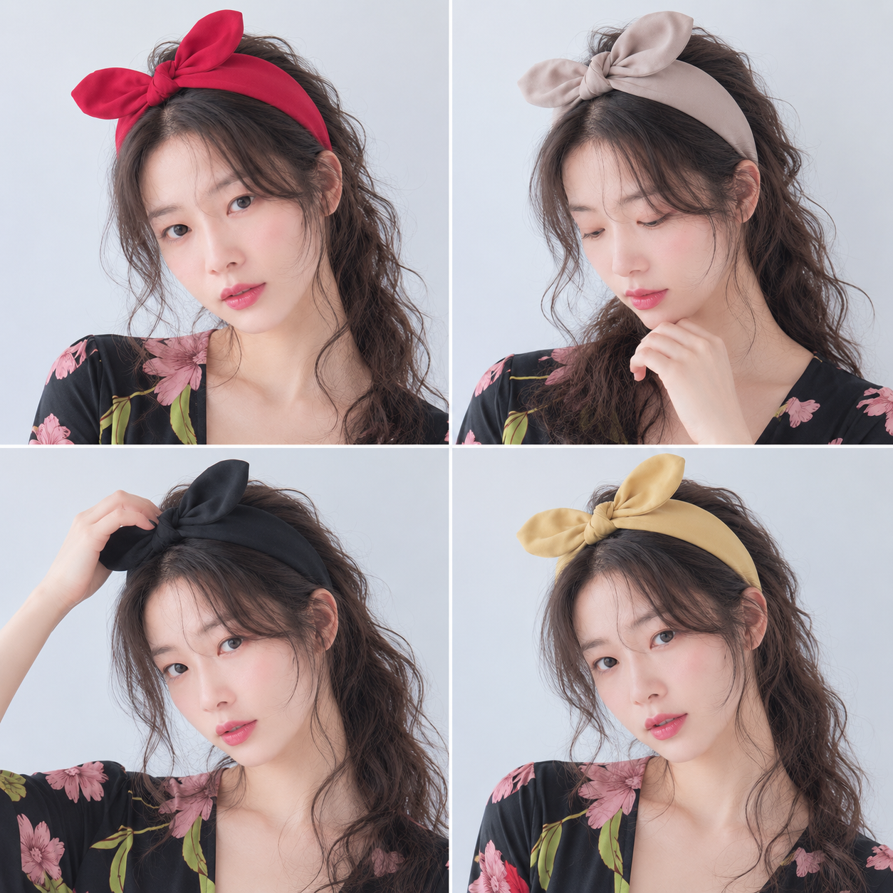 RABBIT BOW_うさ耳デザイン ヘアバンド レディース 無地