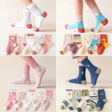 [ セット商品 ] キッズフレンズ＿＿キッズ コットンジャカードソックス 通気性 吸汗タイプ（5足）