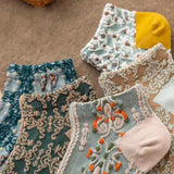 [ セット商品 ] レトロキュー_レディース レトロ 立体柄 ソックス（５足）