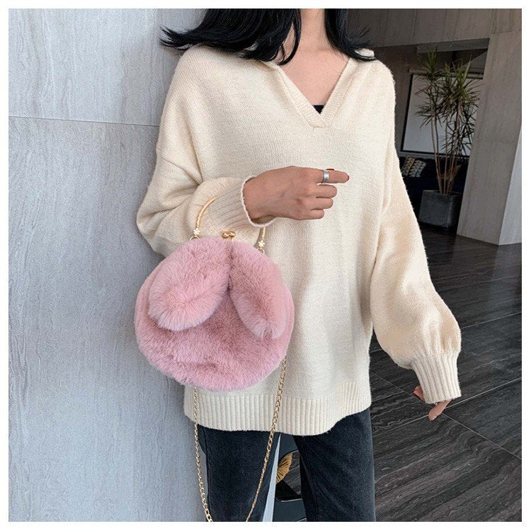 モコラ_ふわふわ イヤーデザイン ミニラウンド チェーンバッグ