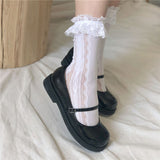 ガーリッシュボウ｜透かしレース パイルソックス レディース カルフ丈 ファッションタイプ