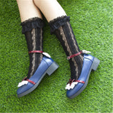 ガーリッシュボウ｜透かしレース パイルソックス レディース カルフ丈 ファッションタイプ