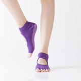 ヨガフィット5_レディース コットン ヨガソックス 5本指 すべり止め付き オープントゥ ストラップタイプ