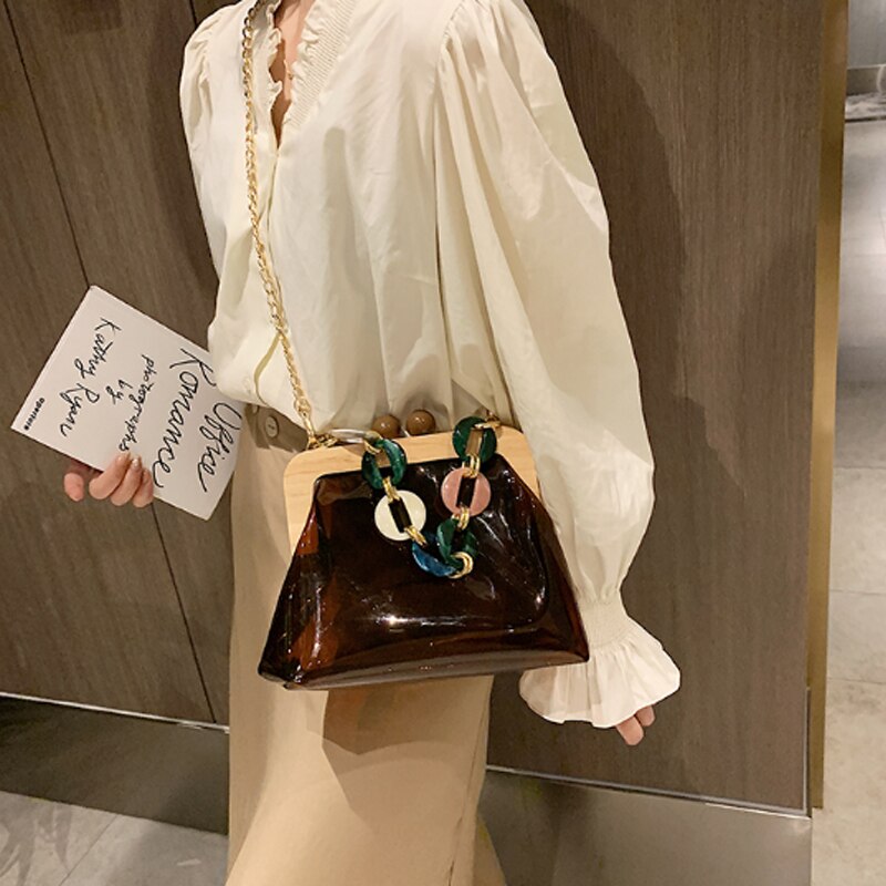 クリスタ_クリア バケット チェーン ショルダーバッグ レディース