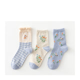 [ セット商品 ] レディース メルヘン風 パステルカラー ミドル丈 ソックス（3足）
