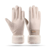 タッチモコ_レディース 冬あったか タッチスクリーン対応 フリース裏地ニット手袋