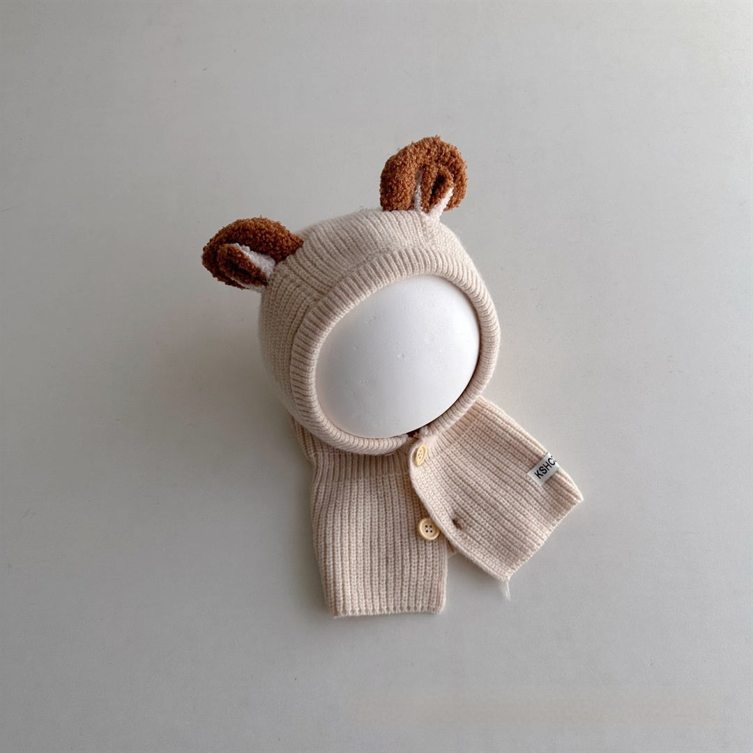 ウォームフーディ_キッズ 冬あったか 帽子＋スカーフ一体型 INS風