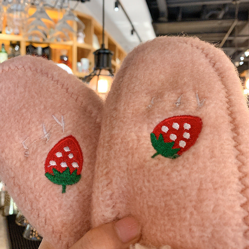 ベリーホット_レディース いちご柄 裏起毛あったか 冬用サイクル手袋
