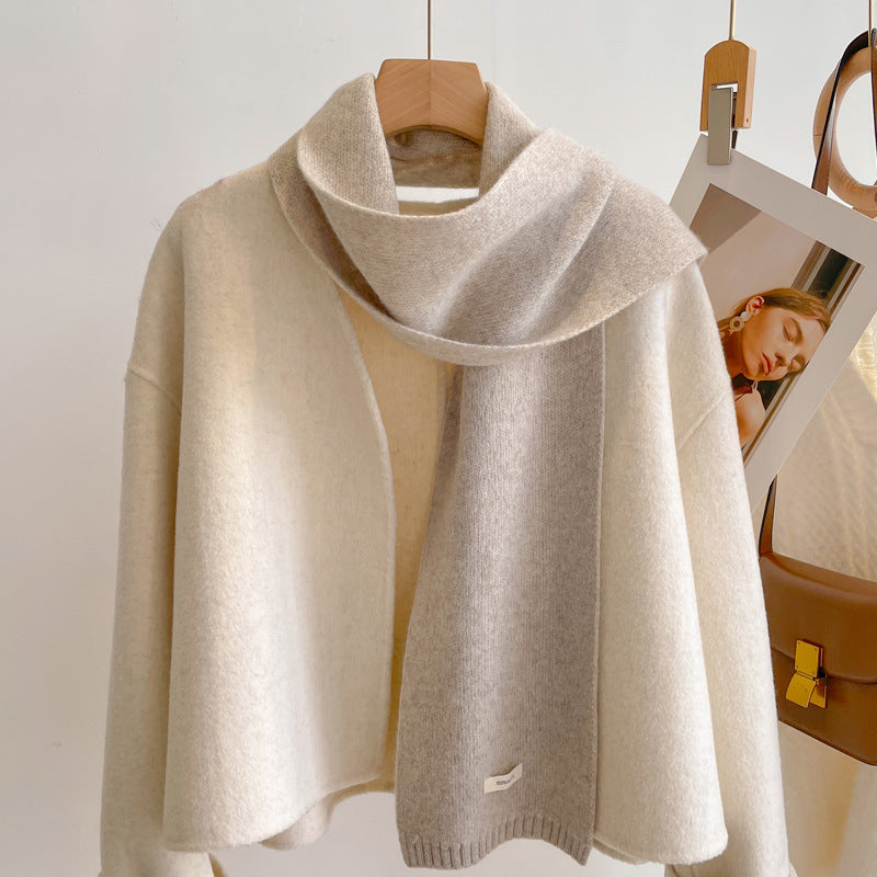 カラーブレンド_ピュアウールエレ レディース 純ウール 冬の上質マフラー 上品ハイセンス