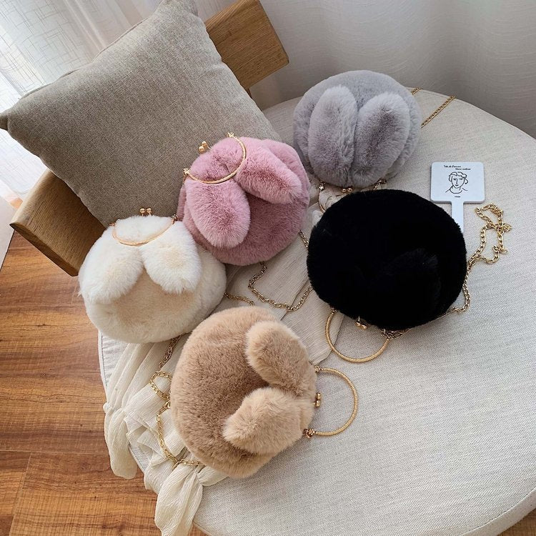 モコラ_ふわふわ イヤーデザイン ミニラウンド チェーンバッグ