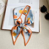 フルーツシルキー_細長タイプ フルーツ柄 シルクスカーフ ツイリー風