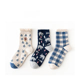 [ セット商品 ] キュートコットン_かわいい柄 綿糸素材 ベーシックソックス（３足）