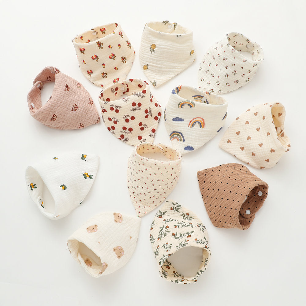 モスリンスマイル_モスリンガーゼ ベビー三角スタイ よだれかけ スカーフタイプ