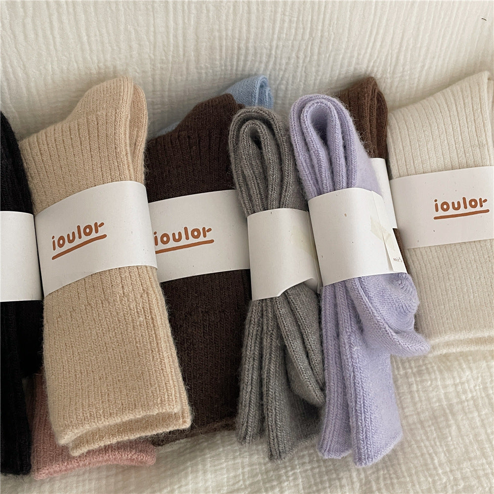 デイリーウォーム_レディース 厚手ウール ミドル丈 あったかソックス