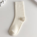 [ セット商品と単品商品] ダイヤニット_秋冬 レディース 厚手 ダイヤ編み ホワイト ミドル丈ソックス（6足/1足）