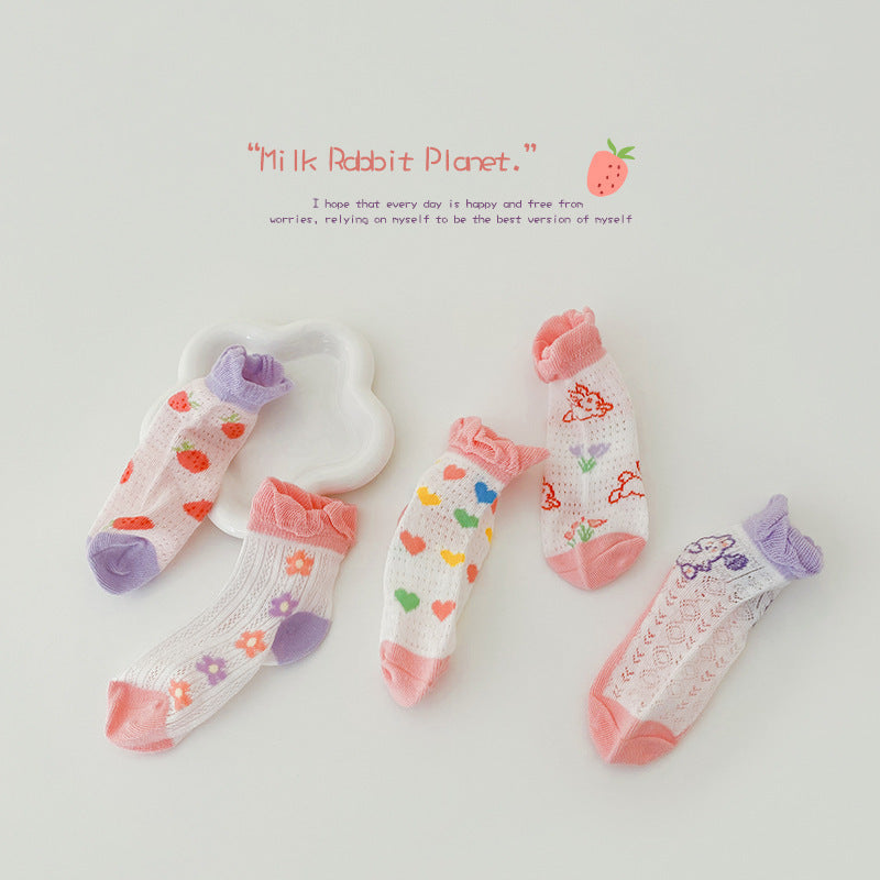 ベビーキッズ コットンソックス | フリルレース付き可愛い5足セット