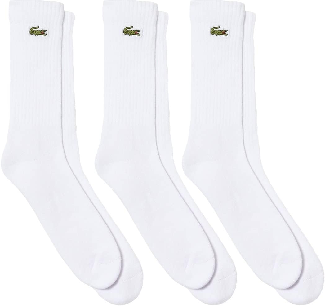 Lacoste RA4182-10 Men's Tennis Socks, 3-Piece Set, White, white