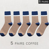 メンズ レトロカラーブロックソックス | デイリー用カジュアル5足セット