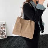 Suede Note_Large Capacity Matte Suede Shoulder Bag for Women