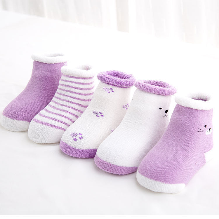 [ セット商品 ] ベビースマイル_コットンパイルソックス 厚手 ゆったり口（5足）