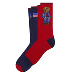 POLO Ralph Lauren ポロ ラルフローレン ポロベア 靴下 メンズ 2足セット 899879 8991036 8991037 Poloベア ボーダー クルーソックス ソックス 2P [並行輸入品]