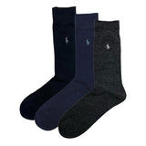 [POLO RALPH LAUREN] [ポロ ラルフローレン] メンズ ビジネス ソックス 3足セット ワンポイント ロゴ ギフト 人気 無地 男性 靴下 8083PK [並行輸入品]