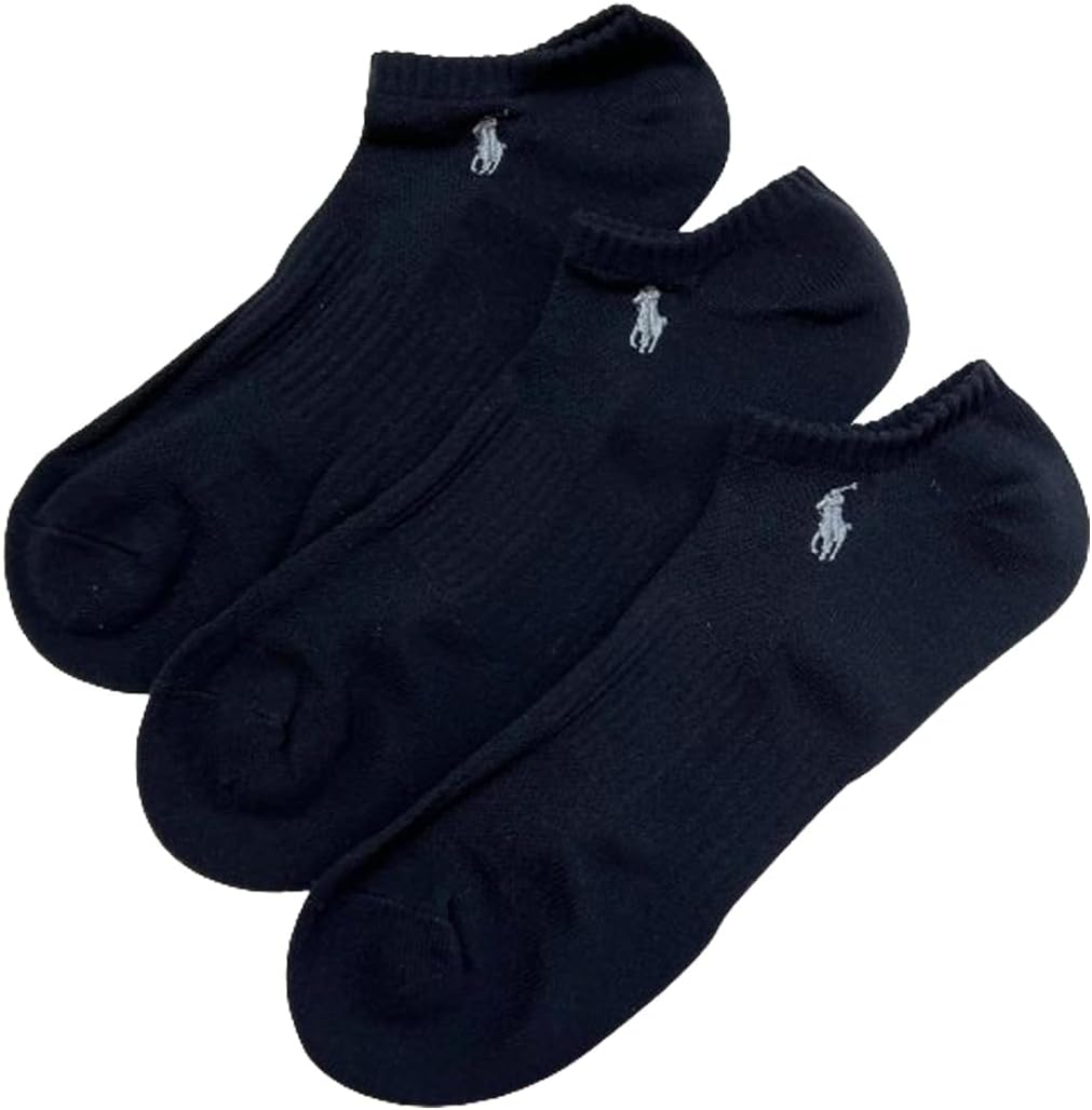 Polo Ralph Lauren 827063PKBLACK001Free Men's Socks, Short Ankle Socks, 3 Pairs Set, Sports Casual Men's Socks, Approx. 9.8 - 11.4 inches (25.0 - 29.0 cm), Parallel Imported Product, Black (001), Free