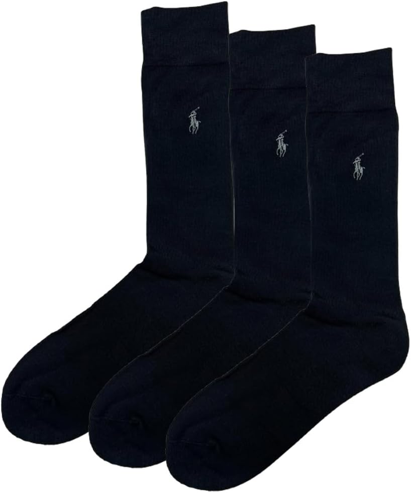 [POLO RALPH LAUREN] [ポロ ラルフローレン] メンズ ビジネス ソックス 3足セット ワンポイント ロゴ ギフト 人気 無地 男性 靴下 8083PK [並行輸入品]