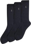 Polo Ralph Lauren Men's Business Rib Crew Socks, Set of 3 Casual Men's Socks, CUSHIONEDRIB8428PKBLACK001Free Approx. 9.8 - 11.4 inches (25.0 - 29.0 cm) Parallel Imported Product, Black (001), Free