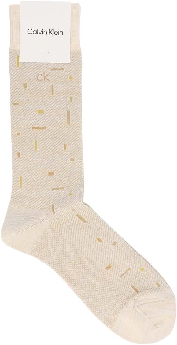 Calvin Klein 02542267 Cool Random Block Sole Mesh Crew Length Casual Socks Men's Socks, Present, Gift, 21. Beige, 9.8-10.6 inches (25-27 cm), 21. beige, 25.0-27.0 cm