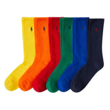 [POLO RALPH LAUREN] [ポロ ラルフローレン] クルーソックス アソート 6足セット 靴下 カラフル ポニーロゴ 刺繍 男性用 メンズ ギフト 821482PKZ3 [並行輸入品]