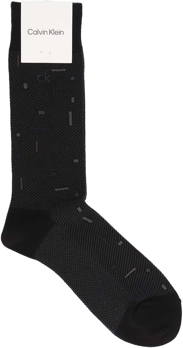 Calvin Klein 02542267 Cool Random Block Sole Mesh Crew Length Casual Socks, Men's, Present, Gift, 98.0-10.6 inches (25-27 cm), 98.black, 25.0-27.0 cm