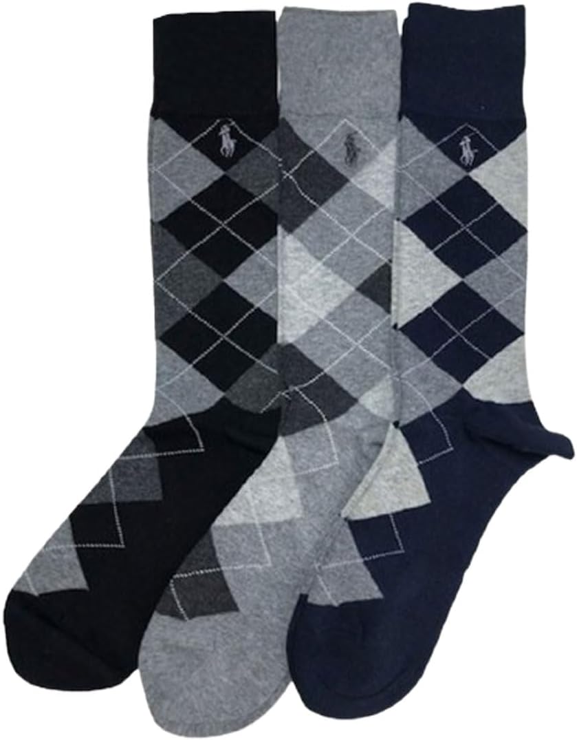 Polo Ralph Lauren Men's Business Socks, Set of 3, Men's Socks, 3PAIRS COMBED Cotton, 8091PK BLACK/GREY, 9.8-11.4 inches (25.0-29.0 cm) [Parallel import goods], multicolor (black / gray), Free size