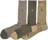 Polo Ralph Lauren Men's Business Crew Socks, Set of 3, Men's Socks, 8439PK KHAKI_ASST (923), 9.8-11.4 inches (25.0-29.0 cm) [Parallel import goods], KHAKI_ASST (923), Free size