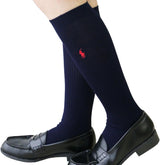 Polo Ralph Lauren Socks, High Socks, School Socks, Set of 2, 12.6 inches (32 cm), Length 14.2 inches (36 cm), One Point Embroidery, Ribbed, Women's