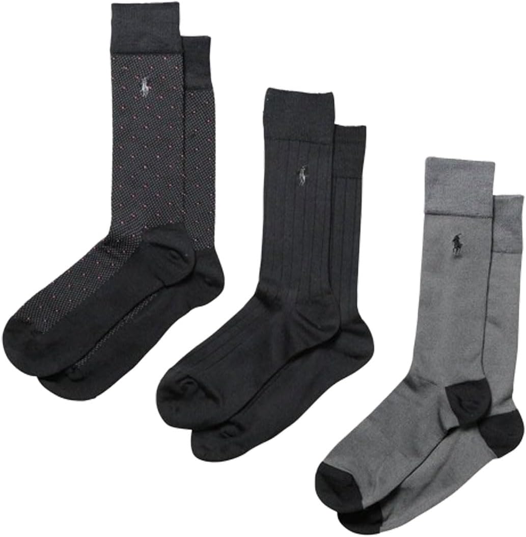 Polo Ralph Lauren Business Socks, Set of 3, Super Soft (Antibacterial Socks, Men's, 8613PK Black (001) Free (Approx. 9.8 - 11.4 inches (25.0 - 29.0 cm) [Parallel import goods], Black (001), Free size