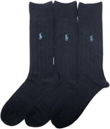 Polo Ralph Lauren 8092PK Men's Business Socks, Set of 3, One Point, Logo, Popular, Plain, NAVY (401)
