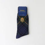 [POLO RALPH LAUREN] Men's Emblem Tartan Plaid Crew Length Socks 92012010 26-28 cm 68. Navy