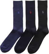 Polo Ralph Lauren Socks, 3 Pair Set, One Point, Embroidery, Crew Length, Unisex, Adult