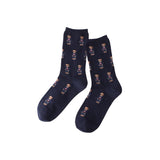 Polo Ralph Lauren 03207557 Women's Crew Socks, Polo Ralph Lauren, Organic Cotton Blend, Flag Mini Bear Allover Pattern