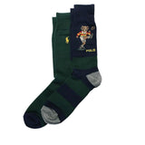 POLO Ralph Lauren ポロ ラルフローレン ポロベア 靴下 メンズ 2足セット 899879 8991036 8991037 Poloベア ボーダー クルーソックス ソックス 2P [並行輸入品]