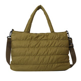 ソフトキルト_キルティング風 大容量チェック刺繍 2WAYショルダーバッグ